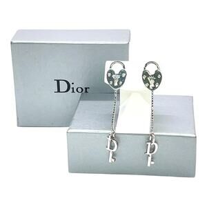 Christian Dior Lock & Key Silver Earrings with box